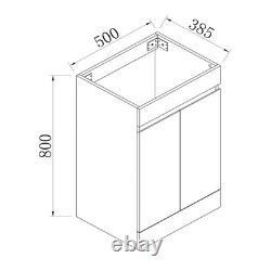 500mm Freestanding Vanity Unit Basin Sink Bathroom Cabinet Gloss Grey Separately