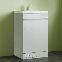 500mm Freestanding Vanity Unit Basin Sink Bathroom Cabinet High Gloss White