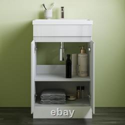 500mm Freestanding Vanity Unit Basin Sink Bathroom Cabinet High Gloss White