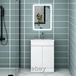 500mm Freestanding Vanity Unit Basin Sink Bathroom Cabinet High Gloss White