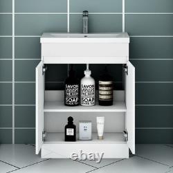 500mm Freestanding Vanity Unit Basin Sink Bathroom Cabinet High Gloss White