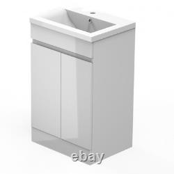 500mm Freestanding Vanity Unit Basin Sink Bathroom Cabinet High Gloss White