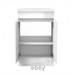 500mm Freestanding Vanity Unit Basin Sink Bathroom Cabinet High Gloss White