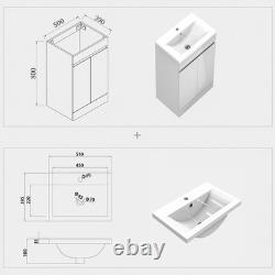 500mm Freestanding Vanity Unit Basin Sink Bathroom Cabinet High Gloss White