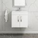 500mm Gloss White Wall Hung 2 Door Bathroom Vanity Unit With Mid-edge Basin