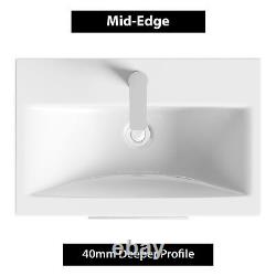 500mm Gloss White Wall Hung 2 Door Bathroom Vanity Unit with Mid-edge Basin