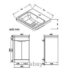 500mm High Gloss White Bathroom Storage Vanity Unit Sink Floor Standing Cabinet