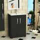 500mm Modern Bathroom Hale Black Floor Standing Vanity Unit Cabinet Basin Sink