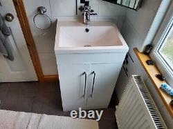 500mm Vanity Unit & Basin Sink Square Style White Gloss Cloakroom Ensuite