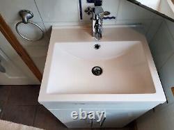 500mm Vanity Unit & Basin Sink Square Style White Gloss Cloakroom Ensuite