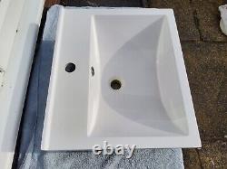 500mm Vanity Unit & Basin Sink Square Style White Gloss Cloakroom Ensuite