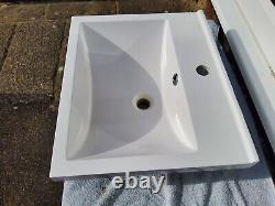 500mm Vanity Unit & Basin Sink Square Style White Gloss Cloakroom Ensuite