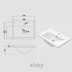 500mm Vanity Unit Gloss White Floor Standing Double Door Basin Sink Bathroom