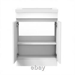 500mm Vanity Unit Gloss White Floor Standing Double Door Basin Sink Bathroom