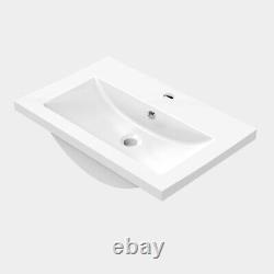 500mm Vanity Unit Gloss White Floor Standing Double Door Basin Sink Bathroom