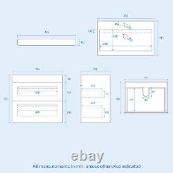 500mm Wall Hung 2 Drawer Flat Pack Vanity Basin Cabinet Unit White Nanuya