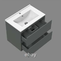 500mm Wall Hung Bathroom Vanity Units with Sink Matt Grey Cabinet Pre-assembled