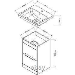 500mm White Bathroom Vanity Unit and Sink Basin Floor Standing Storage Cabinet