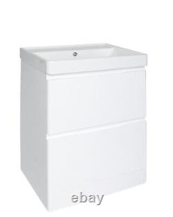 500mm White Bathroom Vanity Unit and Sink Basin Floor Standing With Drawers