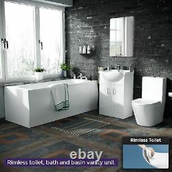 550 Basin Vanity Unit, Close Coupled WC Toilet Straight Edge Bath Bathroom Suite