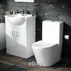 550 Basin Vanity Unit, Close Coupled WC Toilet with Straight Edge Bath Bathroom