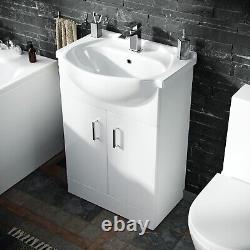 550 Basin Vanity Unit, Close Coupled WC Toilet with Straight Edge Bath Bathroom