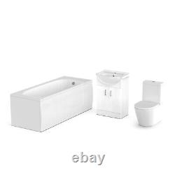 550 Basin Vanity Unit, Close Coupled WC Toilet with Straight Edge Bath Bathroom