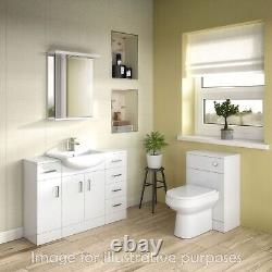 550mm 2-Door Basin Vanity Unit Square Sink Gloss White Bathroom Soft Close