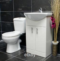 550mm Bathroom Cloakroom Vanity Basin Sink Unit &Toilet Suite Set