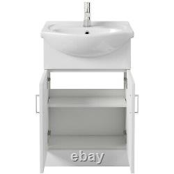 550mm Bathroom Vanity Unit & Basin Sink Floorstanding Gloss White Tap and Waste