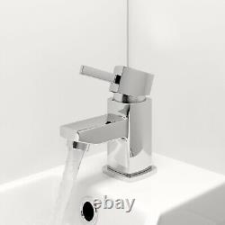 550mm Bathroom Vanity Unit & Basin Sink Gloss White Floorstanding Tap + Waste
