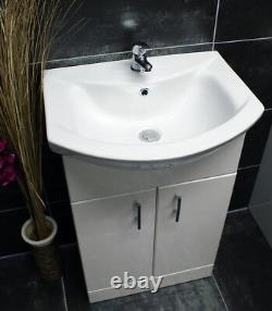 550mm Bathroom Vanity Unit & Ceramic Basin Sink Cupboard Storage Optional Tap
