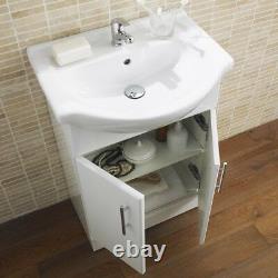 550mm Bathroom Vanity Unit Ceramic Basin Sink Gloss White Doors 550V