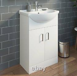 550mm Floorstanding Bathroom Vanity Unit & Basin Single Tap Hole White Gloss