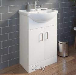 550mm Freestanding Bathroom Vanity Unit Basin Sink White Tap & Waste Bundle