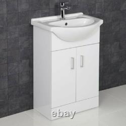 550mm Freestanding Bathroom Vanity Unit Basin Sink White Tap & Waste Bundle