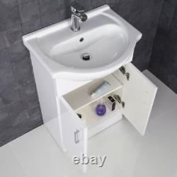 550mm Freestanding Bathroom Vanity Unit Basin Sink White Tap & Waste Bundle