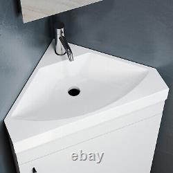 560mm Corner Bathroom Vanity Unit White Matt Gloss Sink Basin Storage Cabinet WC