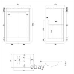 600/700/800 Bathroom Vanity Unit Basin Sink Cabinet Floor Standing Wall Hung