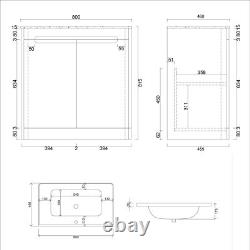 600/700/800 Bathroom Vanity Unit Basin Sink Cabinet Floor Standing Wall Hung