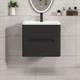 600/700/800 Bathroom Vanity Unit Storage Cabinet Ceramic Basin Sink Matt Black