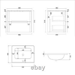 600/700/800 Bathroom Vanity Unit Storage Cabinet Ceramic Basin Sink Matt Black