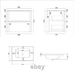 600/700/800 Bathroom Vanity Unit Storage Cabinet Ceramic Basin Sink Matt Black