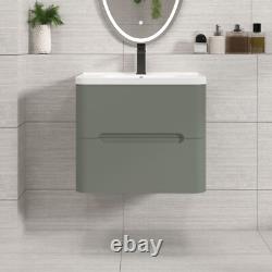 600/700/800 Bathroom Vanity Unit Storage Cabinet Ceramic Basin Sink Matt Green