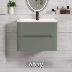 600/700/800 Bathroom Vanity Unit Storage Cabinet Ceramic Basin Sink Matt Green