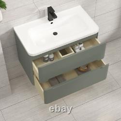600/700/800 Bathroom Vanity Unit Storage Cabinet Ceramic Basin Sink Matt Green