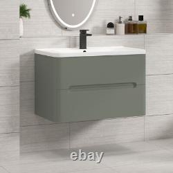 600/700/800 Bathroom Vanity Unit Storage Cabinet Ceramic Basin Sink Matt Green