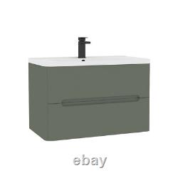 600/700/800 Bathroom Vanity Unit Storage Cabinet Ceramic Basin Sink Matt Green