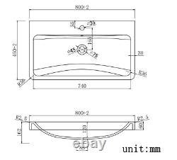 600 / 800 Grey Wall Hung Bathroom Vanity Unit & Storage Sink Basin 2 Doors