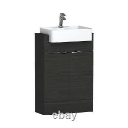 600 Floor Standing Bathroom Vanity Unit Hale Black 2 Door Semi Recessed Basin